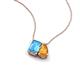 3 - Arika 1.10 ctw Emerald Shape Blue Topaz with Pear Shape Citrine Toi Et Moi Women Pendant Necklace 