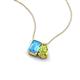 3 - Arika 1.20 ctw Emerald Shape Blue Topaz with Pear Shape Peridot Toi Et Moi Women Pendant Necklace 