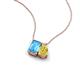 3 - Arika 1.15 ctw Emerald Shape Blue Topaz with Pear Shape Created Yellow Sapphire Toi Et Moi Women Pendant Necklace 