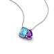 3 - Arika 1.10 ctw Emerald Shape Blue Topaz with Pear Shape Amethyst Toi Et Moi Women Pendant Necklace 
