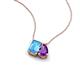 3 - Arika 1.10 ctw Emerald Shape Blue Topaz with Pear Shape Amethyst Toi Et Moi Women Pendant Necklace 
