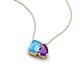 3 - Arika 1.10 ctw Emerald Shape Blue Topaz with Pear Shape Amethyst Toi Et Moi Women Pendant Necklace 