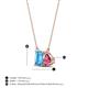 4 - Arika 1.15 ctw Emerald Shape Blue Topaz with Pear Shape Pink Tourmaline Toi Et Moi Women Pendant Necklace 