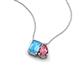 3 - Arika 1.15 ctw Emerald Shape Blue Topaz with Pear Shape Pink Tourmaline Toi Et Moi Women Pendant Necklace 