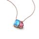 3 - Arika 1.15 ctw Emerald Shape Blue Topaz with Pear Shape Pink Tourmaline Toi Et Moi Women Pendant Necklace 