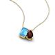 3 - Arika 1.25 ctw Emerald Shape Blue Topaz with Pear Shape Red Garnet Toi Et Moi Women Pendant Necklace 