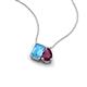 3 - Arika 1.25 ctw Emerald Shape Blue Topaz with Pear Shape Rhodolite Garnet Toi Et Moi Women Pendant Necklace 