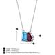 4 - Arika 1.25 ctw Emerald Shape Blue Topaz with Pear Shape Rhodolite Garnet Toi Et Moi Women Pendant Necklace 