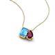 3 - Arika 1.25 ctw Emerald Shape Blue Topaz with Pear Shape Rhodolite Garnet Toi Et Moi Women Pendant Necklace 