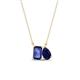 1 - Arika 1.00 ctw Emerald Shape Iolite with Pear Shape Created Blue Sapphire Toi Et Moi Women Pendant Necklace 