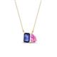 1 - Arika 1.00 ctw Emerald Shape Iolite with Pear Shape Created Pink Sapphire Toi Et Moi Women Pendant Necklace 