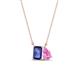 1 - Arika 1.00 ctw Emerald Shape Iolite with Pear Shape Created Pink Sapphire Toi Et Moi Women Pendant Necklace 