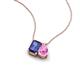 3 - Arika 1.00 ctw Emerald Shape Iolite with Pear Shape Created Pink Sapphire Toi Et Moi Women Pendant Necklace 
