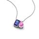 3 - Arika 1.00 ctw Emerald Shape Iolite with Pear Shape Created Pink Sapphire Toi Et Moi Women Pendant Necklace 