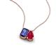 3 - Arika 1.00 ctw Emerald Shape Iolite with Pear Shape Created Ruby Toi Et Moi Women Pendant Necklace 