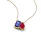 3 - Arika 1.00 ctw Emerald Shape Iolite with Pear Shape Created Ruby Toi Et Moi Women Pendant Necklace 