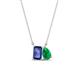1 - Arika 0.88 ctw Emerald Shape Iolite with Pear Shape Created Emerald Toi Et Moi Women Pendant Necklace 