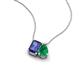 3 - Arika 0.88 ctw Emerald Shape Iolite with Pear Shape Created Emerald Toi Et Moi Women Pendant Necklace 