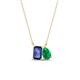 1 - Arika 0.88 ctw Emerald Shape Iolite with Pear Shape Created Emerald Toi Et Moi Women Pendant Necklace 