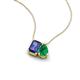 3 - Arika 0.88 ctw Emerald Shape Iolite with Pear Shape Created Emerald Toi Et Moi Women Pendant Necklace 