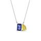 1 - Arika 1.00 ctw Emerald Shape Iolite with Pear Shape Created Yellow Sapphire Toi Et Moi Women Pendant Necklace 