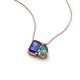 3 - Arika 1.04 ctw Emerald Shape Iolite with Pear Shape Created Alexandrite Toi Et Moi Women Pendant Necklace 