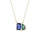 1 - Arika 1.04 ctw Emerald Shape Iolite with Pear Shape Created Alexandrite Toi Et Moi Women Pendant Necklace 