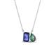 1 - Arika 1.04 ctw Emerald Shape Iolite with Pear Shape Created Alexandrite Toi Et Moi Women Pendant Necklace 