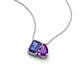 3 - Arika 0.95 ctw Emerald Shape Iolite with Pear Shape Amethyst Toi Et Moi Women Pendant Necklace 