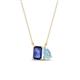 1 - Arika 0.90 ctw Emerald Shape Iolite with Pear Shape Aquamarine Toi Et Moi Women Pendant Necklace 