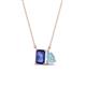 1 - Arika 0.90 ctw Emerald Shape Iolite with Pear Shape Aquamarine Toi Et Moi Women Pendant Necklace 