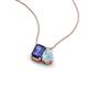 3 - Arika 0.90 ctw Emerald Shape Iolite with Pear Shape Aquamarine Toi Et Moi Women Pendant Necklace 
