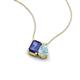 3 - Arika 0.90 ctw Emerald Shape Iolite with Pear Shape Aquamarine Toi Et Moi Women Pendant Necklace 