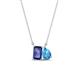1 - Arika 1.05 ctw Emerald Shape Iolite with Pear Shape Blue Topaz Toi Et Moi Women Pendant Necklace 