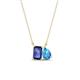 1 - Arika 1.05 ctw Emerald Shape Iolite with Pear Shape Blue Topaz Toi Et Moi Women Pendant Necklace 