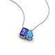 3 - Arika 1.05 ctw Emerald Shape Iolite with Pear Shape Blue Topaz Toi Et Moi Women Pendant Necklace 