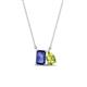 1 - Arika 1.05 ctw Emerald Shape Iolite with Pear Shape Peridot Toi Et Moi Women Pendant Necklace 