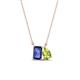1 - Arika 1.05 ctw Emerald Shape Iolite with Pear Shape Peridot Toi Et Moi Women Pendant Necklace 