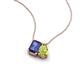 3 - Arika 1.05 ctw Emerald Shape Iolite with Pear Shape Peridot Toi Et Moi Women Pendant Necklace 