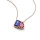 3 - Arika 1.00 ctw Emerald Shape Iolite with Pear Shape Pink Tourmaline Toi Et Moi Women Pendant Necklace 