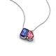 3 - Arika 1.00 ctw Emerald Shape Iolite with Pear Shape Pink Tourmaline Toi Et Moi Women Pendant Necklace 