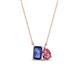 1 - Arika 1.00 ctw Emerald Shape Iolite with Pear Shape Pink Tourmaline Toi Et Moi Women Pendant Necklace 