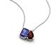 3 - Arika 1.10 ctw Emerald Shape Iolite with Pear Shape Red Garnet Toi Et Moi Women Pendant Necklace 