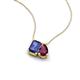 3 - Arika 1.10 ctw Emerald Shape Iolite with Pear Shape Rhodolite Garnet Toi Et Moi Women Pendant Necklace 
