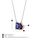 4 - Arika 1.10 ctw Emerald Shape Iolite with Pear Shape Rhodolite Garnet Toi Et Moi Women Pendant Necklace 