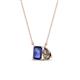 1 - Arika 0.90 ctw Emerald Shape Iolite with Pear Shape Smoky Quartz Toi Et Moi Women Pendant Necklace 