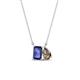 1 - Arika 0.90 ctw Emerald Shape Iolite with Pear Shape Smoky Quartz Toi Et Moi Women Pendant Necklace 