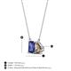 4 - Arika 0.90 ctw Emerald Shape Iolite with Pear Shape Smoky Quartz Toi Et Moi Women Pendant Necklace 