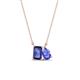 1 - Arika 1.00 ctw Emerald Shape Iolite with Pear Shape Tanzanite Toi Et Moi Women Pendant Necklace 