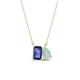 1 - Arika 0.80 ctw Emerald Shape Iolite with Pear Shape Opal Toi Et Moi Women Pendant Necklace 